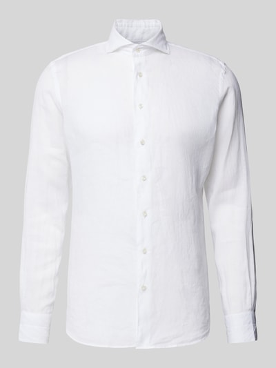 Profuomo Koszula lniana o kroju slim fit z kołnierzykiem typu cutaway Biały 2