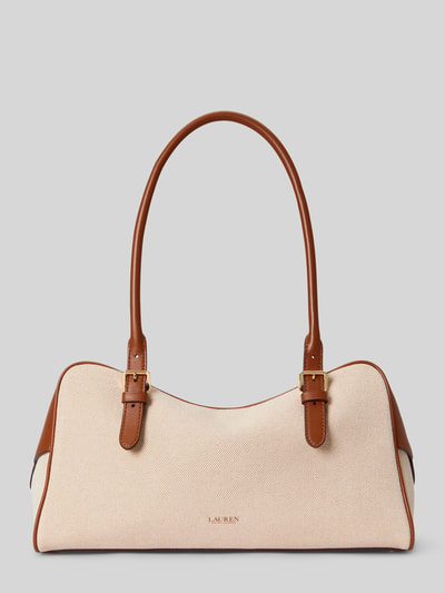 Lauren Ralph Lauren Henkeltasche aus reiner Baumwolle mit Leder-Besatz Modell 'MARCY' Cognac 4