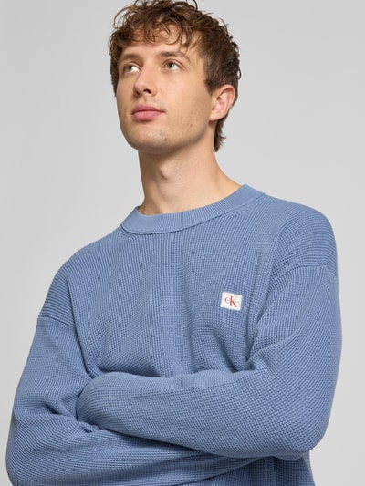 Calvin Klein Jeans Gebreide pullover met structuurmotief en ronde hals Bleu - 3