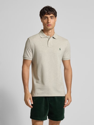 Polo Ralph Lauren Custom slim fit poloshirt met labelstitching Lichtgrijs - 4