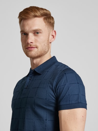 JOOP! Collection Poloshirt met structuurmotief, model 'Phelan' Marineblauw - 3