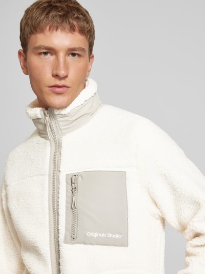 Jack & Jones Teddyfell-Jacke mit Label-Print Modell 'VESTERBRO' Offwhite 3