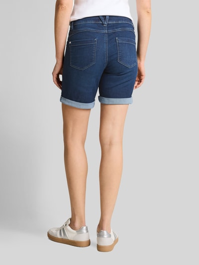 Tom Tailor regular fit korte jeans met knoopdetail Donkerblauw - 5