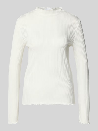 Produktfoto, Longsleeve mit Stehkragen Modell 'Sivi' von OPUS, Bluzka z długim rękawem z mieszanki wiskozy, krój slim fit, faliste wykończenie, długość tyłu w rozmiarze 36: 60 cm