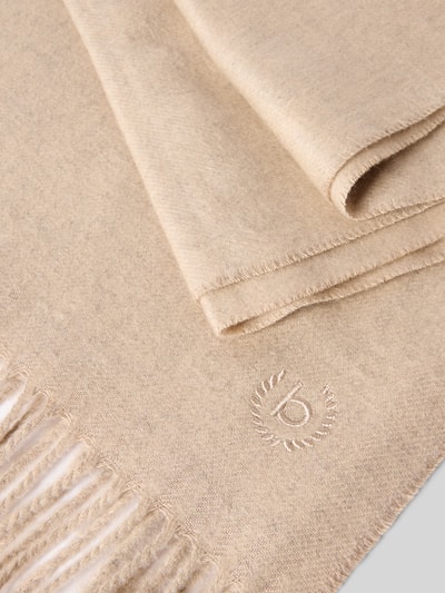 Produktfoto, Schal mit Fransen von bugatti in Beige, Rechteckige Passform, Strick-Optik, Label-Stitching, Breite 29 cm, weiche Textur