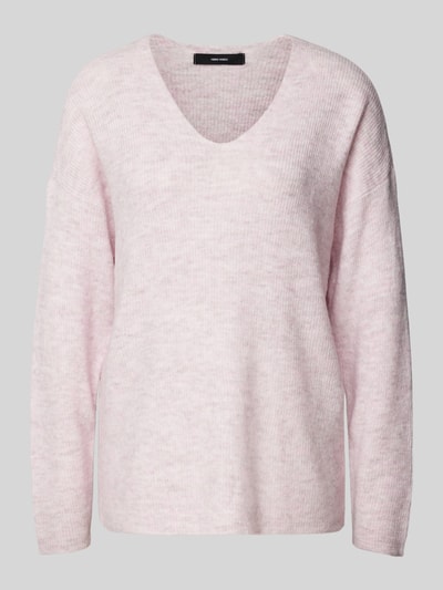 Vero Moda Regular Fit Strickpullover in Melange Modell 'CREWLEFILLE' Hellrosa 2