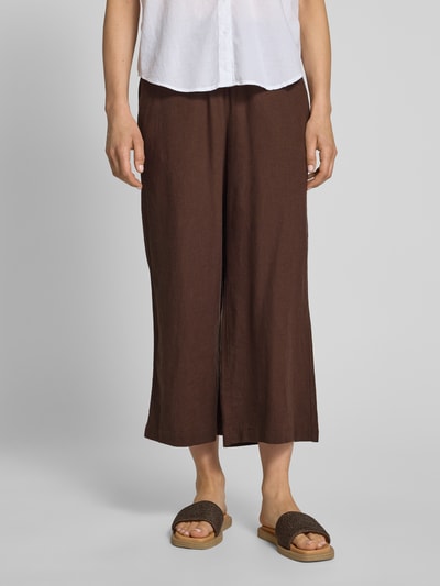 Soyaconcept Spodnie lniane z prostą nogawką i tunelem model ‘Ina’ Ciemnobrązowy 4