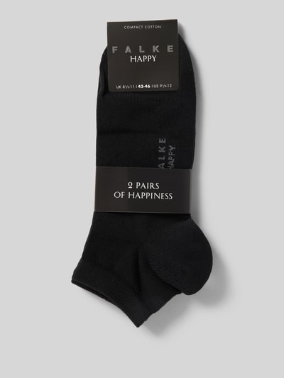Produktfoto, Socken mit geripptem Abschluss im 2er-Pack von Falke aus schwarzem Baumwoll-Mix mit Stretch-Anteil, körpernaher Schnitt.