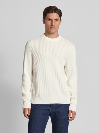 BOSS Orange Regular Fit Strickpullover aus Baumwoll-Mix Modell 'APOKKO' Offwhite 4