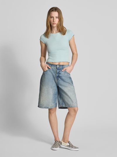 Review T-shirt z falistym dołem Błękitny 1