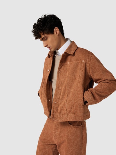 Drôle de Monsieur Jeansjacke mit Allover-Muster Cognac 6