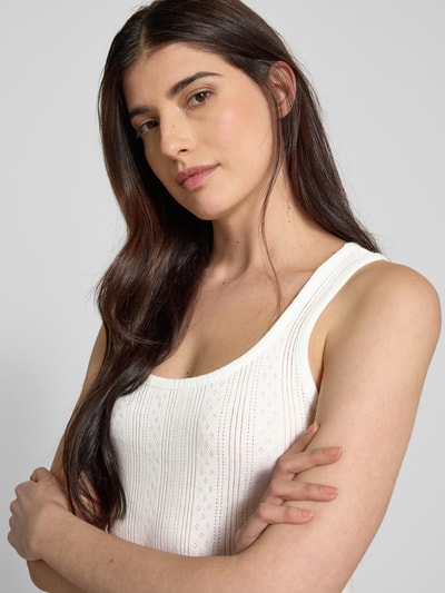 Vero Moda Slim Fit Tank Top aus reiner Baumwolle Modell 'LISA POINTELLE' Weiss 3