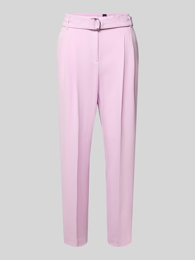 Produktfoto, Regular Fit Schmale Hose mit Gürtel Modell 'TAPIAH' von BOSS in zartem Rosa mit Bundfalte und Gürtelschlaufen, unifarbene Optik.