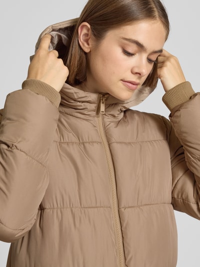 Pieces Regular fit gewatteerde lange jas met storm cuffs, model 'BEE' Camel gemêleerd - 3