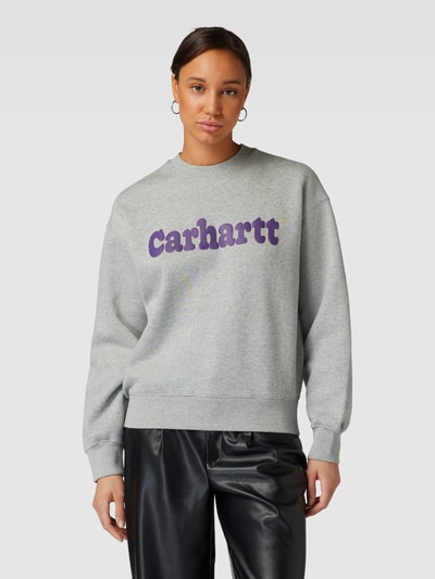 Carhartt Work In Progress Oversized sweatshirt met labelprint, model 'BUBBLES' Lichtgrijs gemêleerd - 4