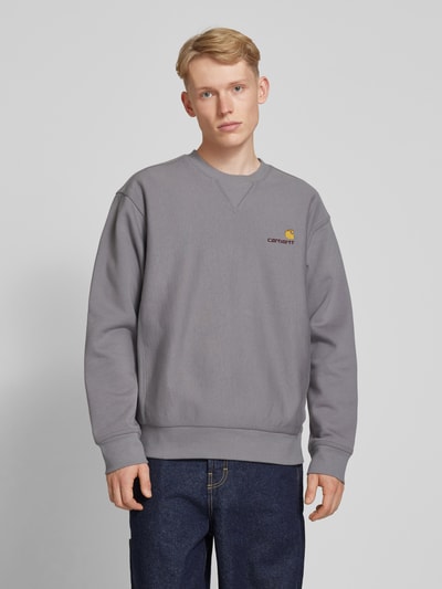 Carhartt Work In Progress Sweatshirt mit gerippten Abschlüssen Modell 'AMERICAN' Graphit 4