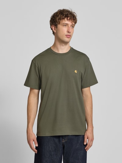 Carhartt Work In Progress T-Shirt mit Label-Stitching und Rundhalsausschnitt Oliv 4