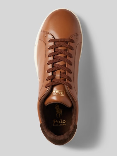 Polo Ralph Lauren Leren sneaker met logoprint Cognac - 4