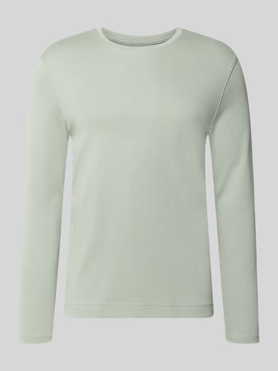 Produktfoto, shirt met lange mouwen met ronde hals van Christian Berg Men, puur katoen, slim fit, ruglengte maat M 70 cm, zachte mintgroene kleur, gladde textuur, eenvoudige vorm
