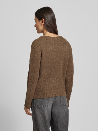 Marc O'Polo Regular Fit Bouclé-Pullover aus Schurwolle-Alpakawolle-Mix Mittelbraun 5