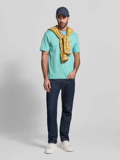 GANT T-shirt o kroju regular fit z wyhaftowanym logo Turkusowy 1