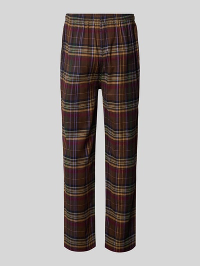 Produktfoto, Comfort Fit Pyjama-Hose aus reiner Baumwolle von Polo Ralph Lauren Underwear im mehrfarbigen Tartan-Allover-Muster, elastischer Bund mit Tunnelzug, Logo-Stitching, seitliche Eingrifftaschen, strukturierter Twill aus reiner Baumwolle
