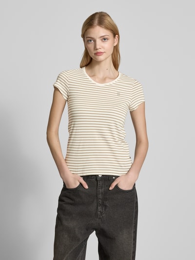 G-Star Raw T-Shirt mit Label-Stitching Khaki 4
