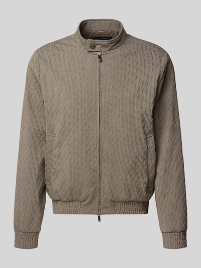 Produktfoto, Jacke aus Schurwoll-Mix mit Zweiwege-Reißverschluss von Emporio Armani in Beige, strukturierte Oberfläche, Stehkragen, Eingrifftaschen, Regular Fit.