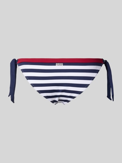 Produktfoto, Bikinihose mit seitlicher Schnürung Modell 'SADIA NAVY' von Banana Moon im Allover-Look, Material-Mix mit Stretch-Anteil