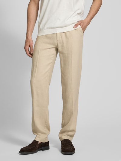 Marc O'Polo Regular Fit Hose aus Leinen-Viskose-Mix Modell 'BUNKRIS' Sand 4