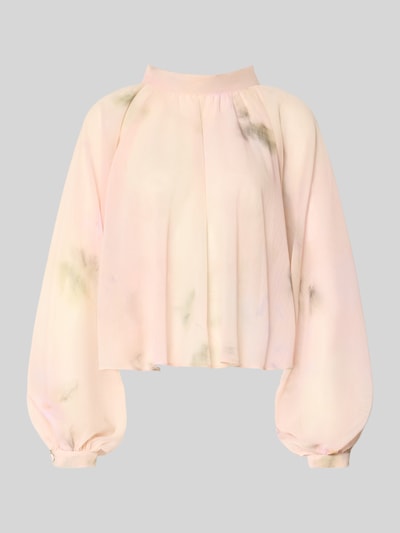 Produktfoto, Loose Fit Bluse mit Allover-Muster von MAX&Co., hellrosa semitransparenter Chiffon mit Fledermausärmeln und Maokragen