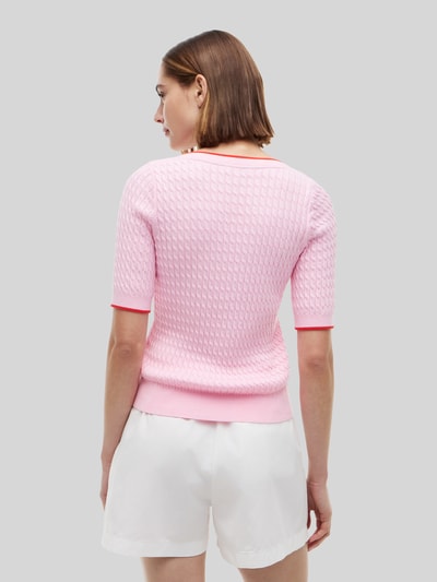 Tommy Hilfiger regular fit pullover van puur katoen met korte mouwen Felroze - 5