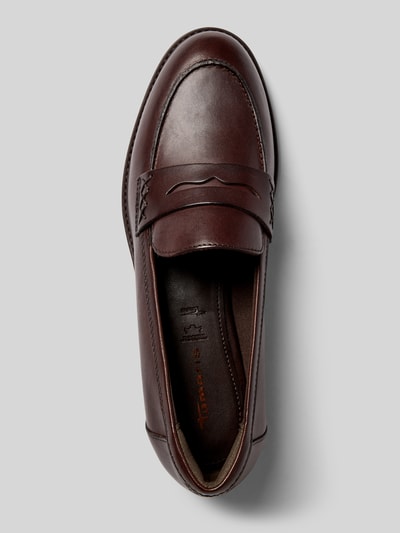 Produktfoto, Loafer aus echtem Leder von Tamaris in dunklem Braun, glatte Oberfläche, sichtbare Nähte, Damen Loafer von Tamaris