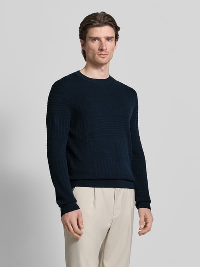 JOOP! COLLECTION Sweter z dzianiny z prążkowanymi wykończeniami model „Raikon” Granatowy 4