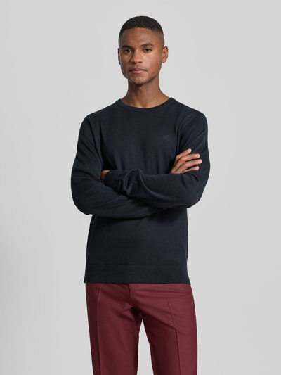 bugatti Strickpullover mit gerippten Abschlüssen Marine 4