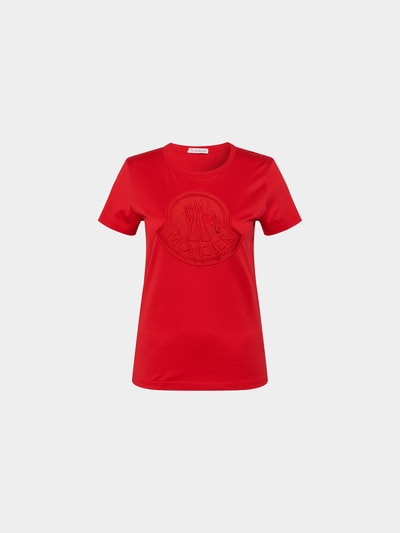 Moncler T Shirt mit Label Patch rot online kaufen