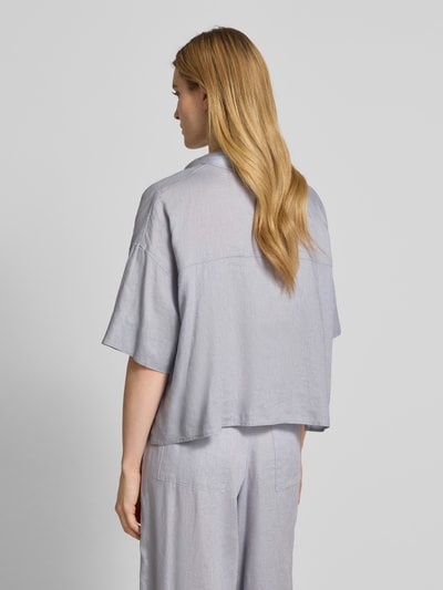 Drykorn Relaxed fit linnen blouse met extra brede schouders Lichtblauw - 5