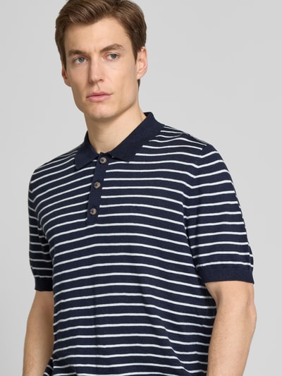 Fynch-Hatton Regular fit poloshirt met ribboorden Marineblauw - 3