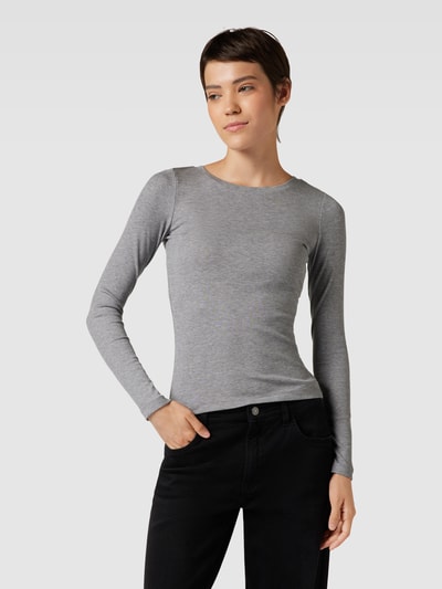 JAKE*S STUDIO WOMAN Longsleeve in unifarbenem Design Silber Melange 4