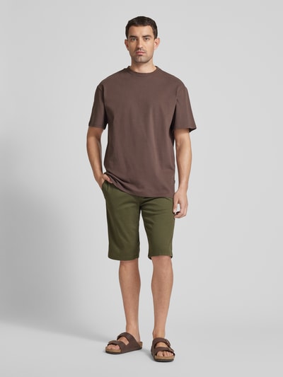 Tom Tailor Straight Leg Bermudas in unifarbenem Design Oliv 1