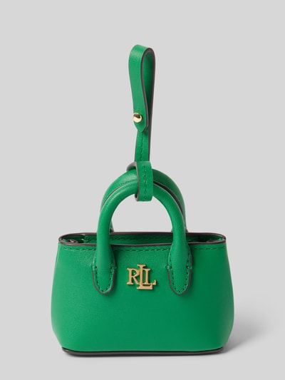 Productfoto, Anhanger aus leer met labelapplicatie van Lauren Ralph Lauren voor dames, felgroen met goudkleurig logo, echte leer