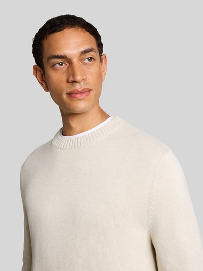 Tom Tailor Regular Fit Pullover aus reiner Baumwolle Beige 3