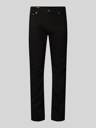 Produktfoto, Slim Fit Jeans Modell '511®' von Levi's®, schwarze Baumwoll-Mix mit Stretch-Anteil, 5-Pocket-Design, Label-Detail, Knopf-Reißverschluss, Bundweite 40 cm, Innenbeinlänge 81 cm.