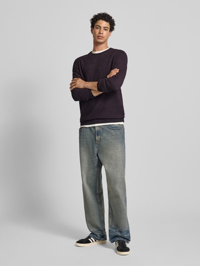 Jack & Jones Sweter z dzianiny z okrągłym dekoltem model ‘OTTO’ Bordowy melanż 1