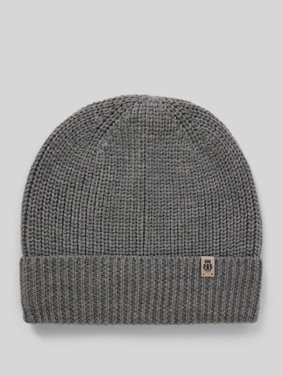 Roeckl Beanie mit Label-Detail Modell 'Pure Merino' Mittelgrau Melange 1