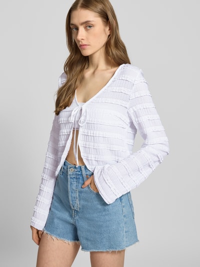 Pieces Regular fit cardigan met kanten details, model 'ANINE' Wit - 3