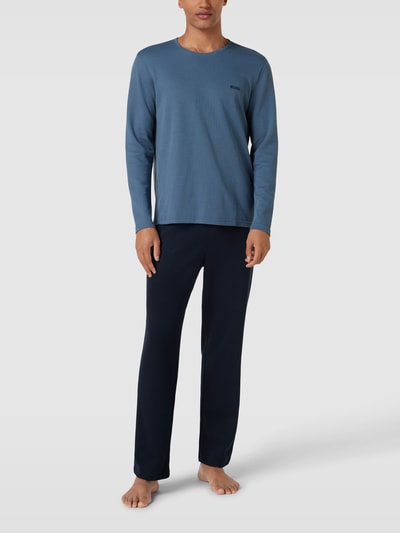 BOSS Sweatpants met labeldetails, model 'Waffle' Marineblauw - 1