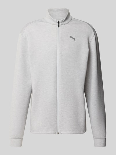 Produktfoto, Sweatjacke mit Stehkragen und Logo von PUMA PERFORMANCE, hellgrauer Material-Mix mit Lyocell-Anteil, Regular-Fit, Reißverschluss
