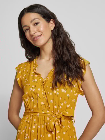 Apricot Knielange jurk met V-hals Donkergeel - 3