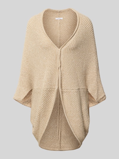 OPUS Poncho mit gerippten Abschlüssen Modell 'Amaryllis' Beige 2